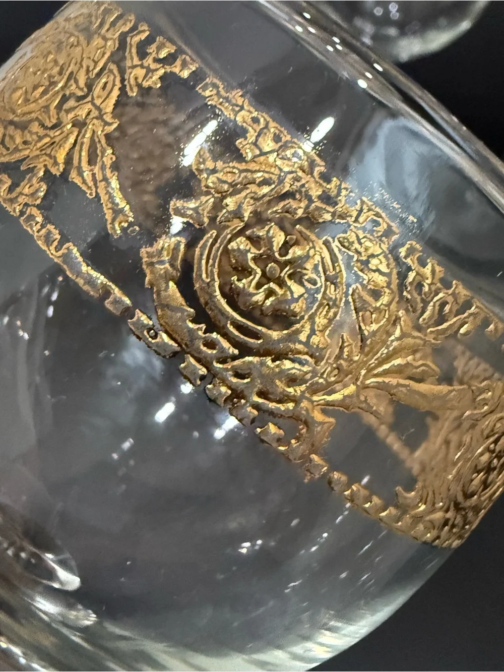 Lot of 4 Vintage MCM Culver Tyrol 22k Gold Gilt 5.75” Stemmed Wine Glasses
